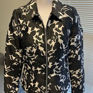 Chico's Black and White Butterfly Print Blazer